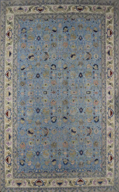 Vegetable Dye Blue Sultanabad Palace Size Persian Rug 27x43