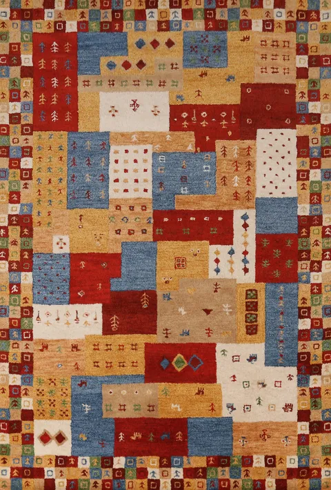 Tribal Geometric Gabbeh Indian Area Rug 5x8