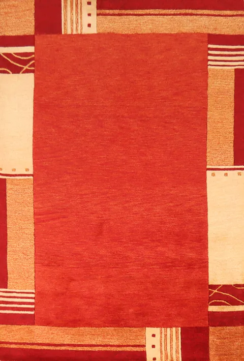 Orange Wool Gabbeh Indian Area Rug 5x8