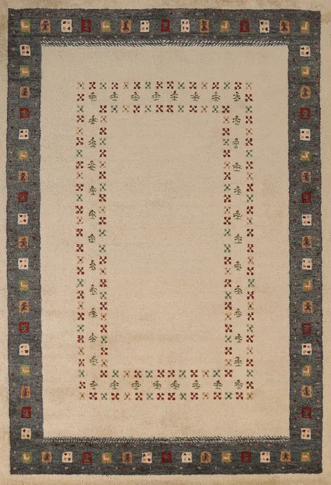 Geometric Wool Gabbeh Indian Area Rug 5x8