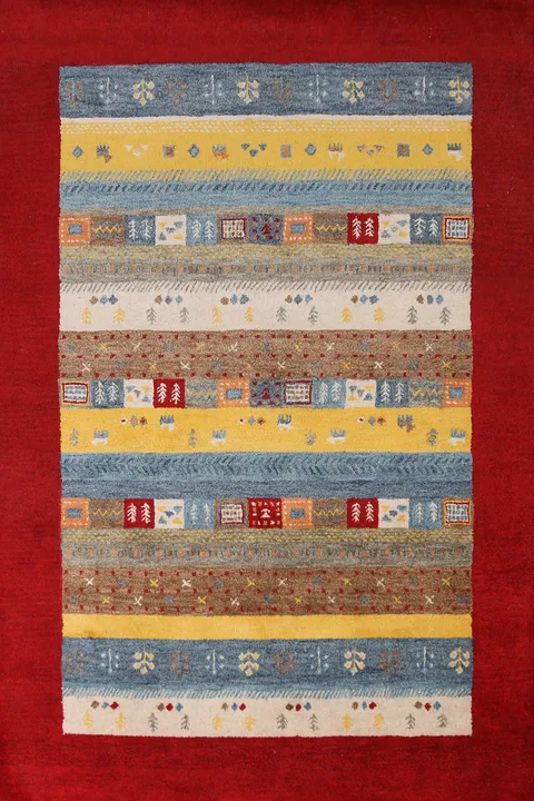 Tribal Geometric Gabbeh Indian Area Rug 5x8