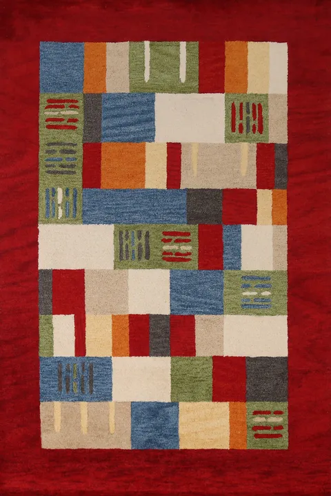 Modern Geometric Gabbeh Indian Area Rug 5x8