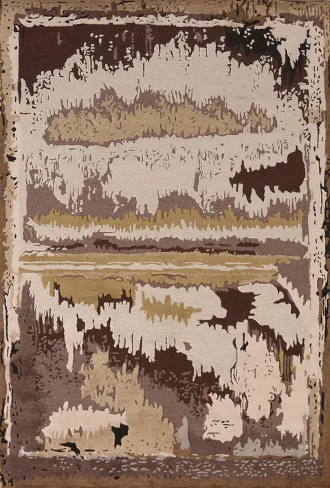 Abstract Wool Modern Indian Area Rug 5x8