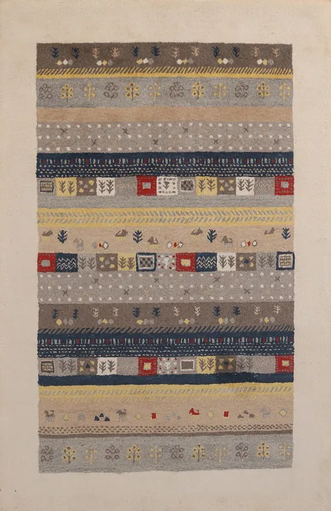 Tribal Geometric Gabbeh Indian Area Rug 5x8
