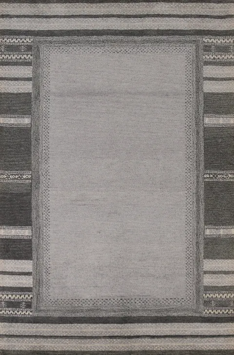 Solid Gray Gabbeh Indian Area Rug 5x8