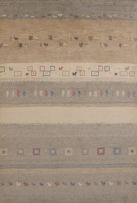 Tribal Wool Gabbeh Indian Area Rug 5x8