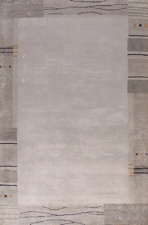 Silver Gray Wool Gabbeh Indian Area Rug 5x8