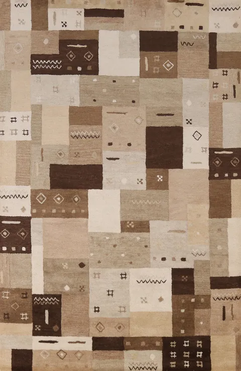 Tribal Geometric Wool Gabbeh Indian Area Rug 5x8