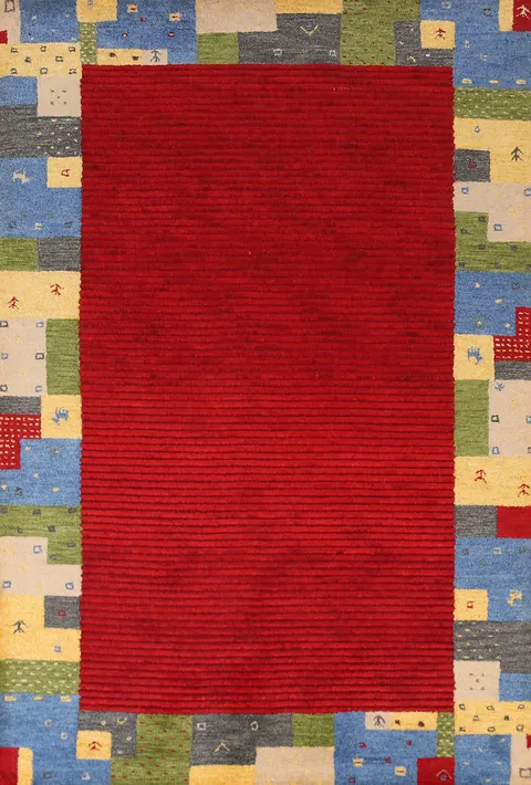 Red Wool Gabbeh Indian Area Rug 5x8
