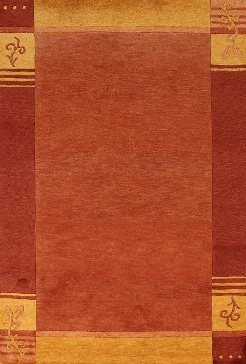 Orange Wool Gabbeh Indian Area Rug 5x8