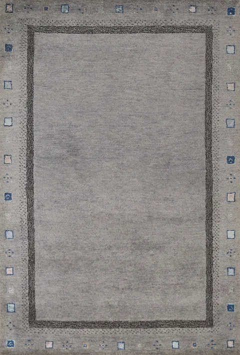 Gray Geometric Wool Gabbeh Indian Area Rug 5x8