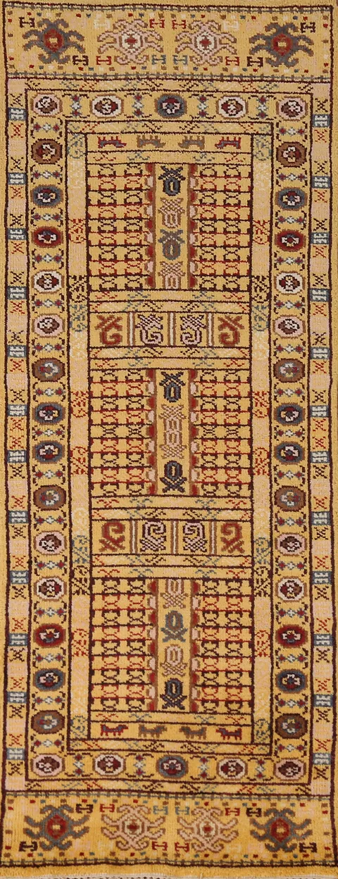 Geometric Heriz Serapi Indian Runner Rug 2x8