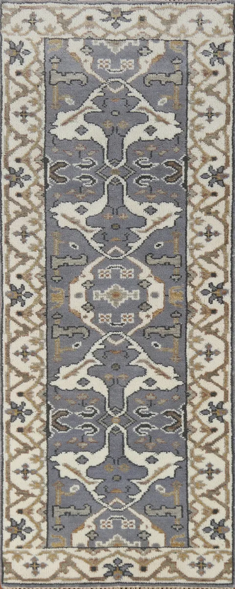 Blue Handmade Oushak Indian Runner Rug 3x8