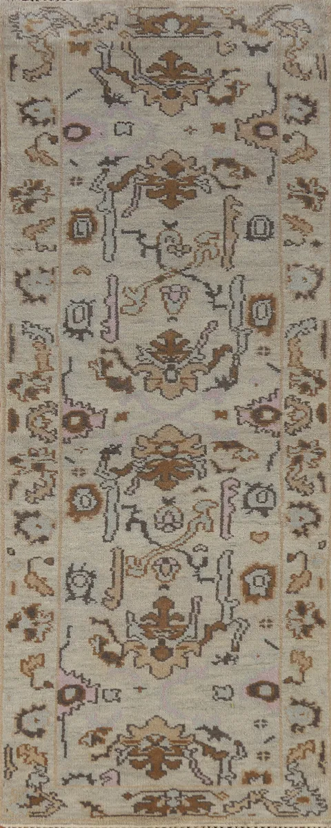 Handmade Oushak Indian Runner Rug 3x8