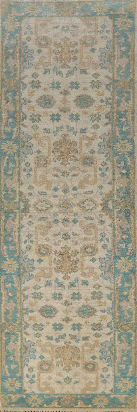 Handmade Oushak Indian Runner Rug 3x10