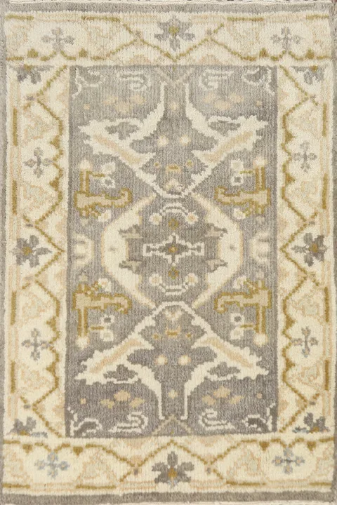 Geometric Gray Oushak Indian Rug 2x3