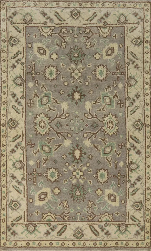 Gray Wool Oushak Indian Rug 3x5