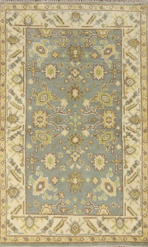 Geometric Wool Oushak Indian Rug 3x5