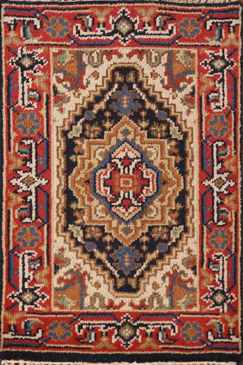 Dark Blue Heriz Serapi Indian Accent Rug 2x3