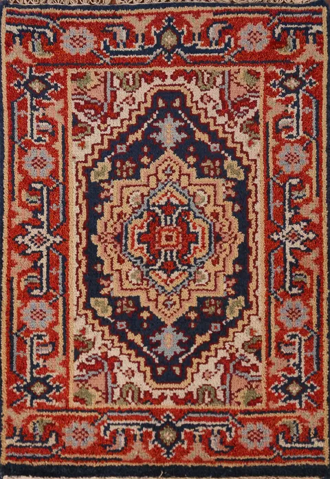 Navy Blue Heriz Serapi Indian Accent Rug 2x3