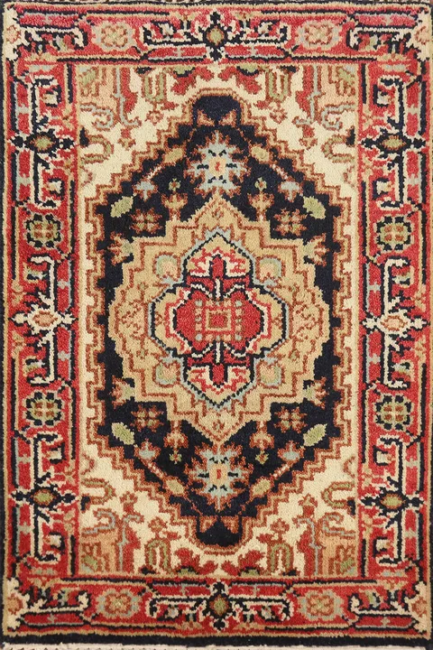 Dark Blue Heriz Serapi Indian Accent Rug 2x3