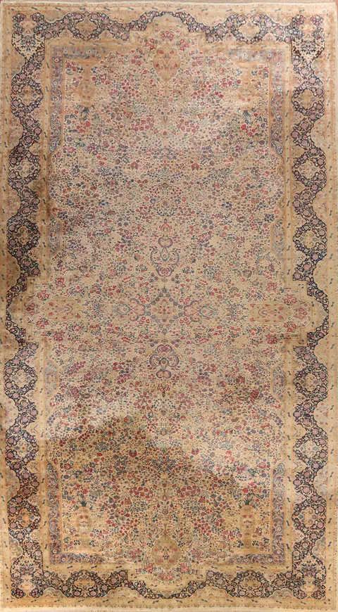 Vegetable Dye Antique Kerman Persian Large Rug 13x25