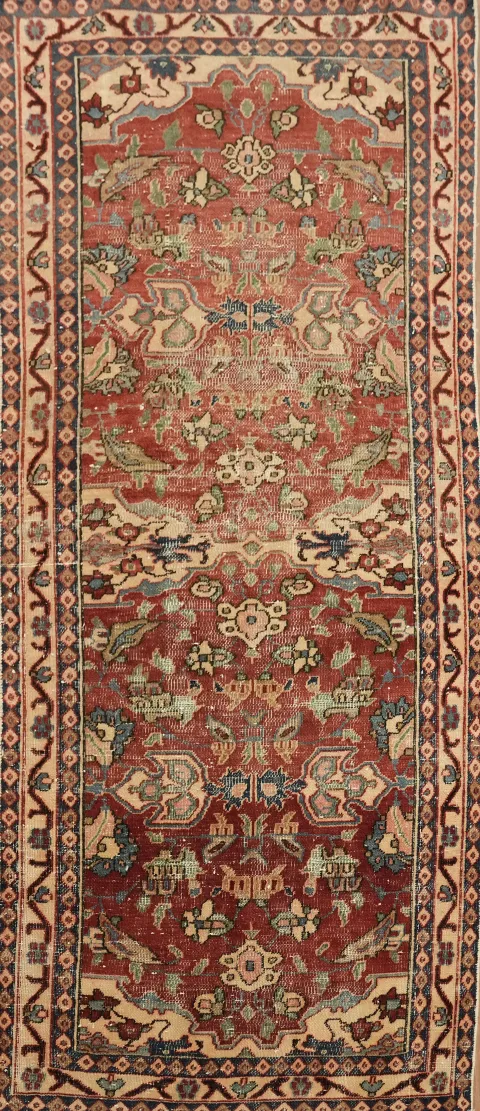Vintage Floral Isfahan Persian Runner Rug 3x7