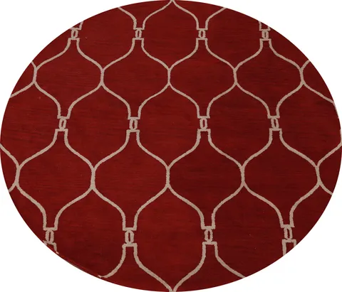 Red Moroccan Trellis Oriental Round Rug 8x8