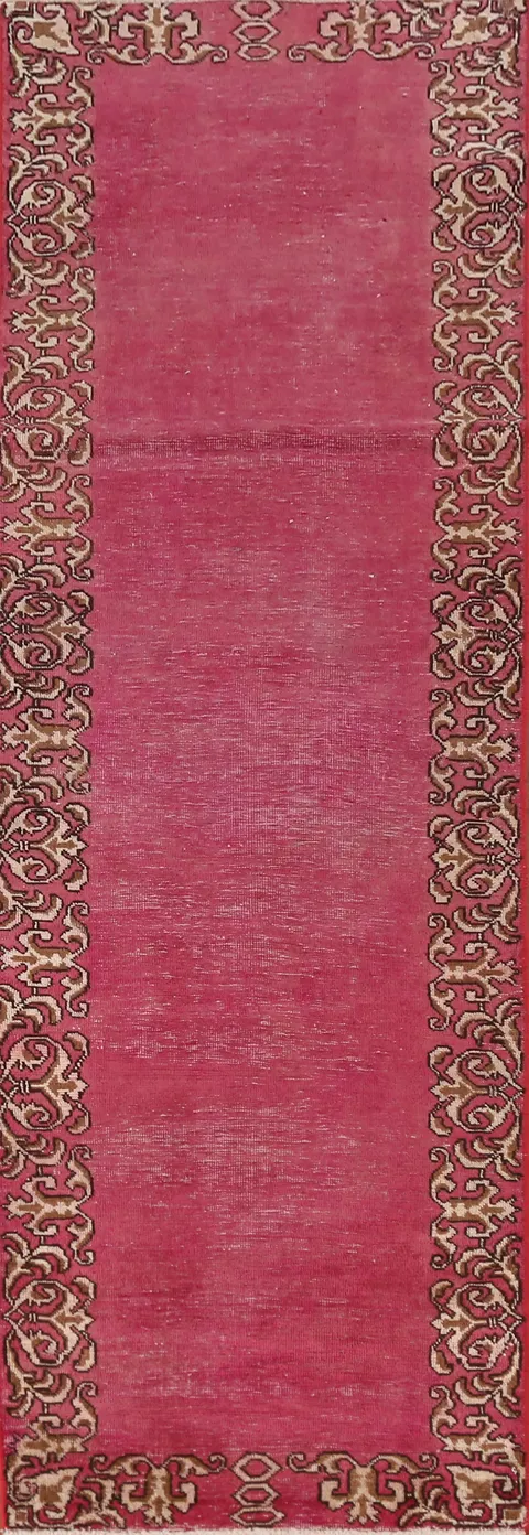 Fuchsia Pink Wool Tabriz Persian Runner Rug 2x9