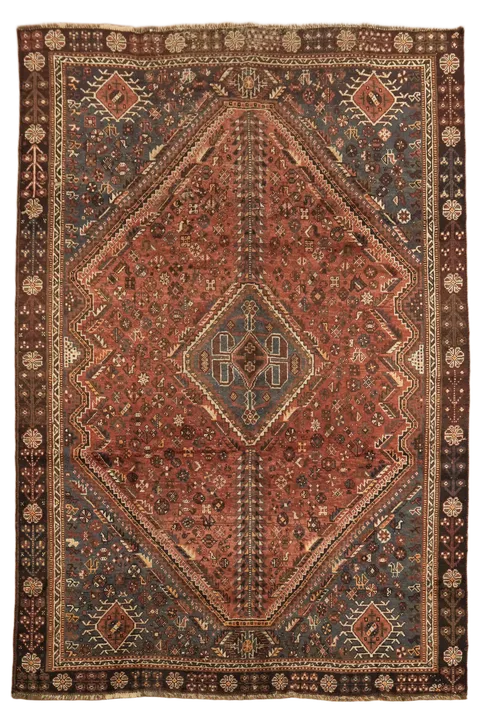 Antique Vegetable Dye Qashqai Persian Area Rug 7x10