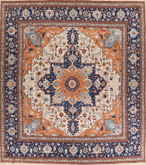Vegetable Dye Heriz Serapi Persian Large Rug 16x16