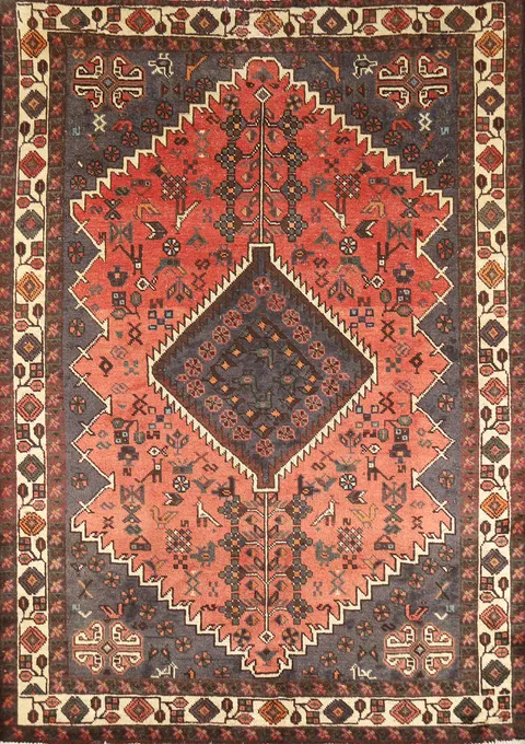 Tribal Geometric Hamedan Persian Rug 5x7