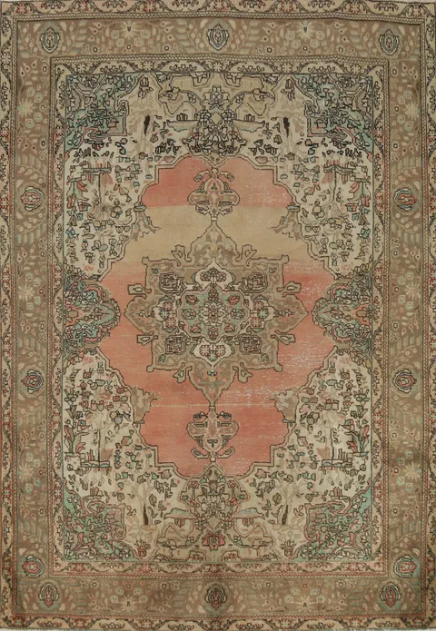 Vintage Wool Bakhtiari Persian Area Rug 7x10