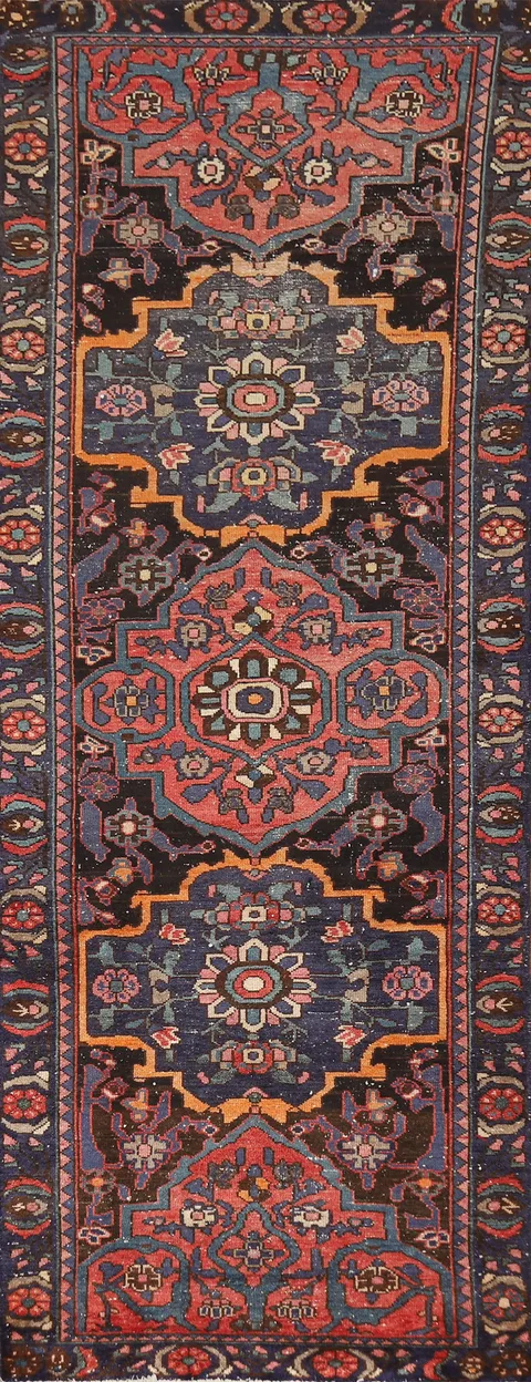 Distressed Wool Bakhtiari Persian Runner Rug 3x10