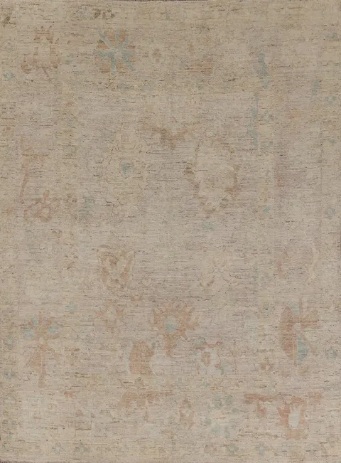 Earth Tone Wool Oushak Turkish Area Rug 8x10