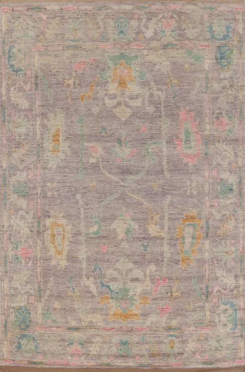 Vegetable Dye Purple Oushak Turkish Area Rug 7x10