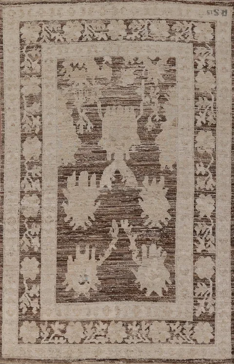 Vegetable Dye Brown Oushak Turkish Area Rug 7x10