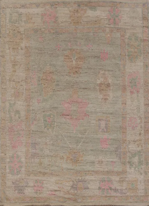 Handmade Green Oushak Turkish Area Rug 8x10