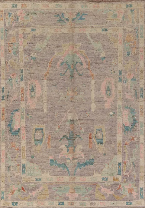 Purple Wool Oushak Turkish Area Rug 8x11