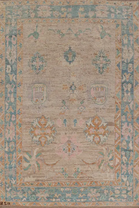 Earth Tone Wool Oushak Vegetable Dye Area Rug 7x10