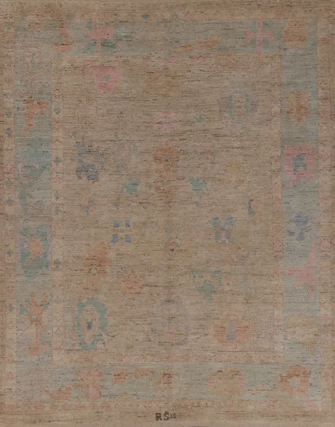 Earth Tone Wool Oushak Vegetable Dye Area Rug 8x10
