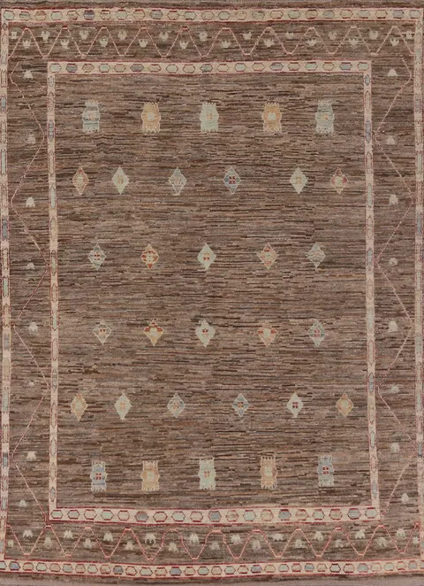 All-Over Brown Oushak Turkish Area Rug 9x11