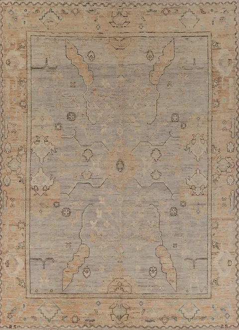 Vegetable Dye Wool Oushak Turkish Area Rug 9x12