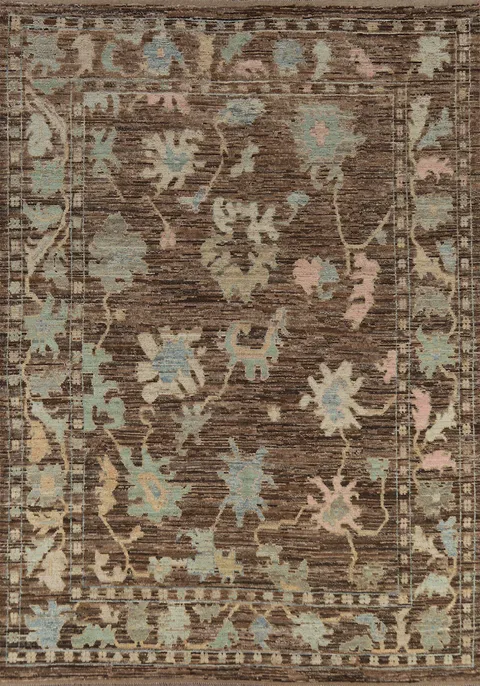 Vegetable Dye Brown Oushak Turkish Area Rug 8x11