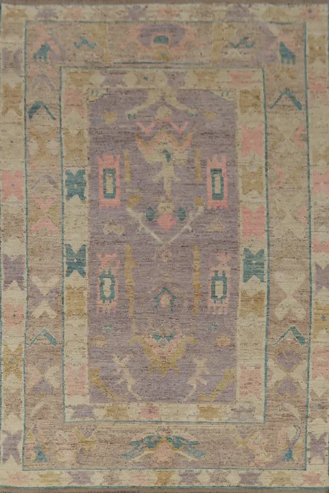 Purple Wool Oushak Turkish Area Rug 7x10