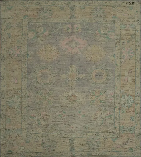 Vegetable Dye Purple Oushak Turkish Area Rug 8x10