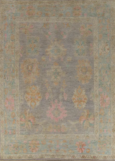 Purple Oushak Vegetable Dye Area Rug 9x12