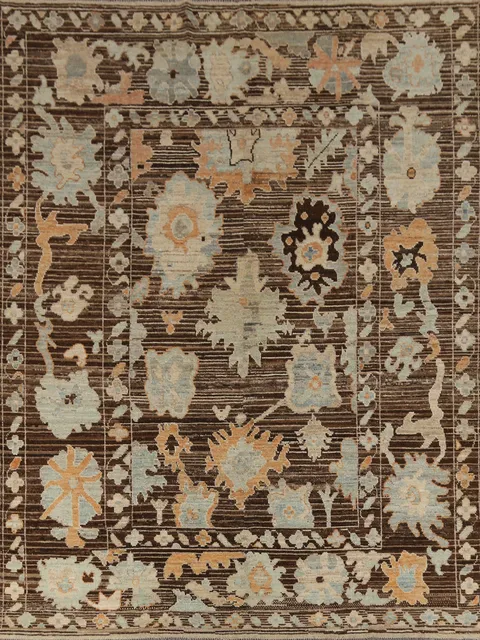 All-Over Brown Oushak Vegetable Dye Area Rug 8x10