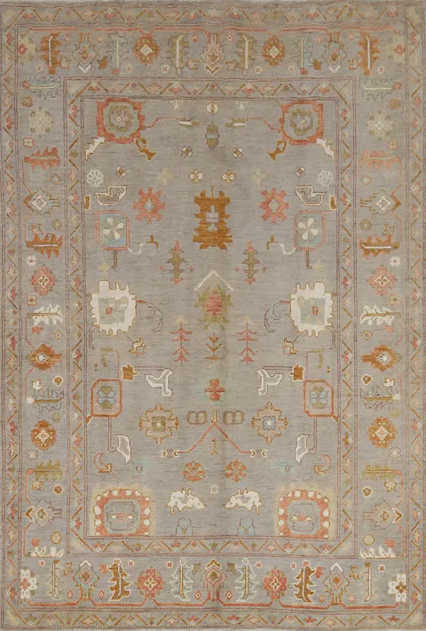 All-Over Gray Oushak Vegetable Dye Area Rug 6x8