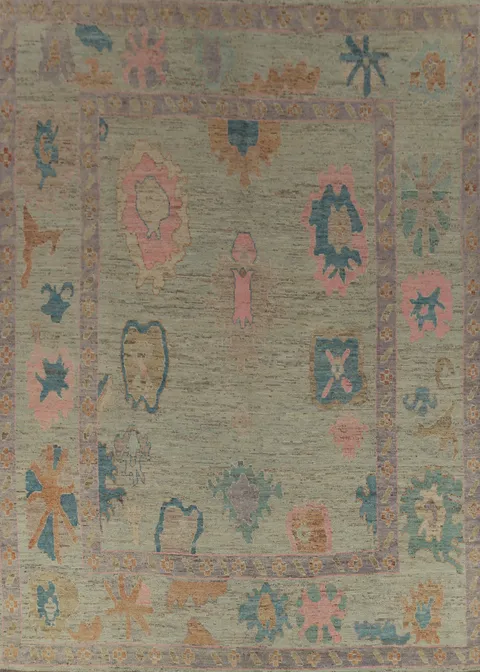 Vegetable Dye Oushak Turkish Large Rug 10x14
